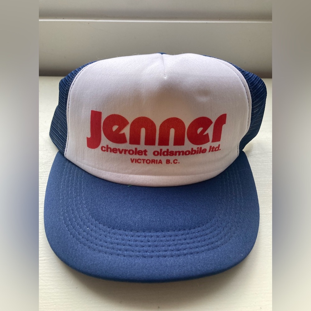 Vintage Jenner Chevrolet Oldsmobile Trucker Hat - Blue & White